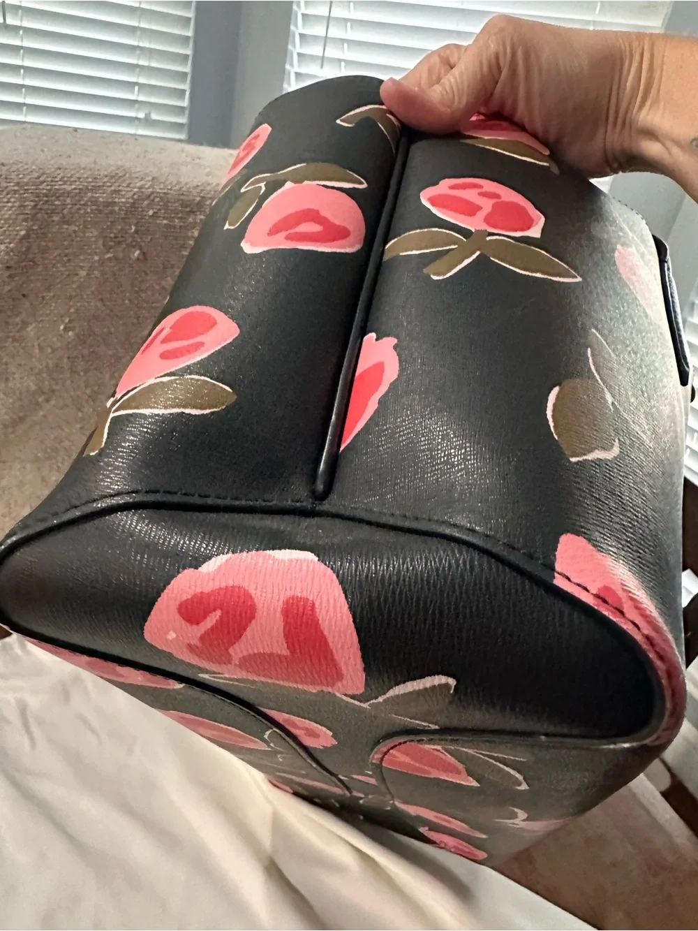 kate spade Black Tote with Pink Floral Print